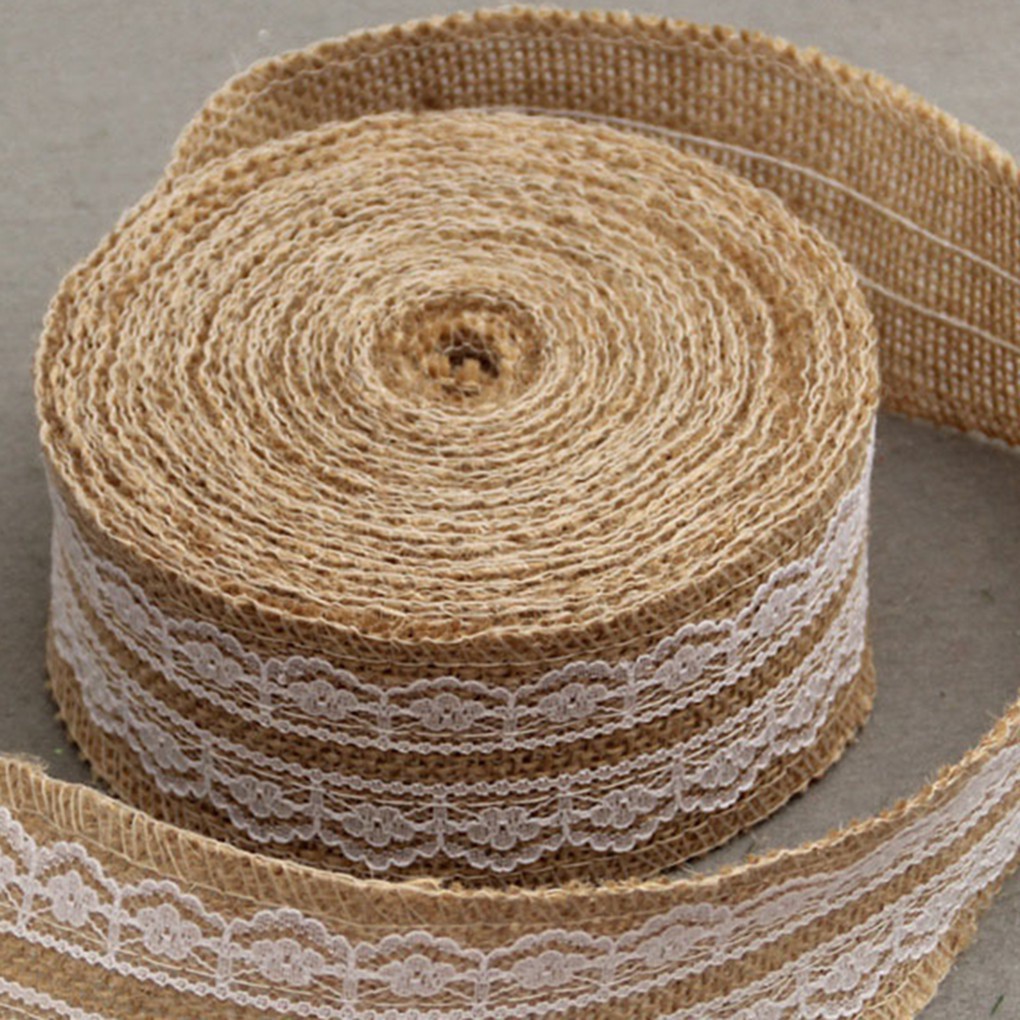 Cuộn vải đay phối ren dùng trang trí, thủ công 100*5cm