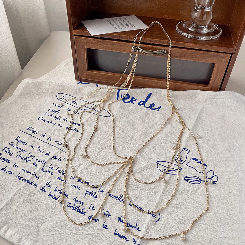 ( 2 mẫu) Chain thắt eo treo váy ullzang Xích 3 tầng màu vàng đơn giản quyến rũ