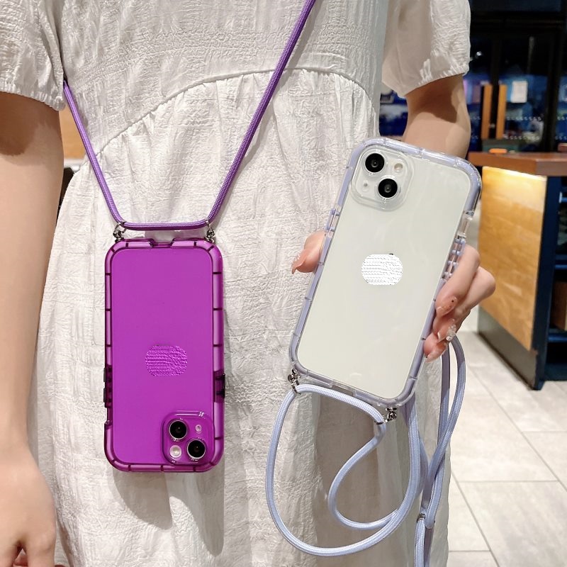 Ốp Điện Thoại Silicone Mềm Chống Sốc Màu Dạ Quang Có Dây Đeo Cho Iphone 13 12 14 Pro Max Plus 11 XS XR Max