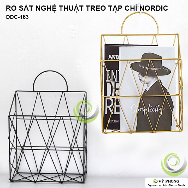 RỔ SẮT NGHỆ THUẬT TREO TẠP CHÍ PHONG CÁCH NORDIC DECOR TRANG TRÍ ĐẠO CỤ CHỤP ẢNH SẢN PHẨM INS DDC-163a,b