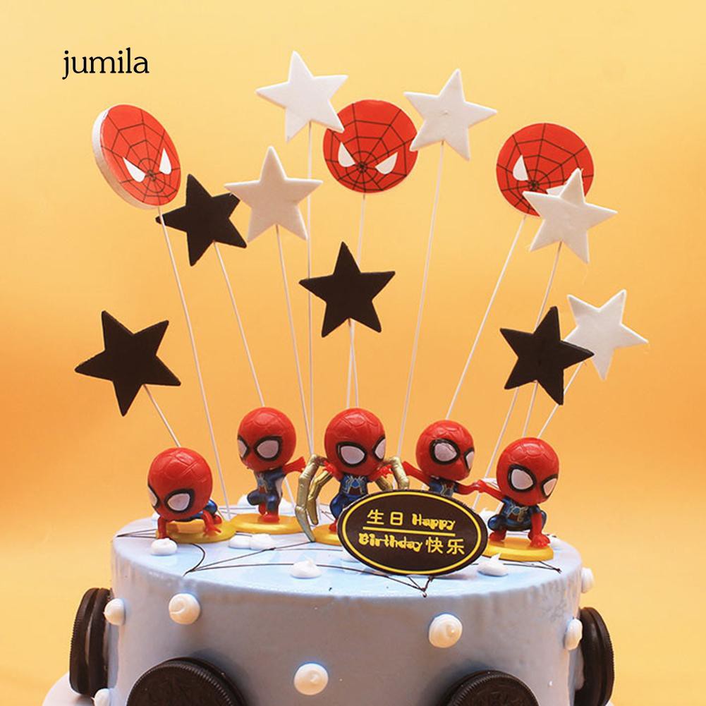 Bộ 8 mô hình đồ chơi Spider Man gắn đế trang trí dễ thương