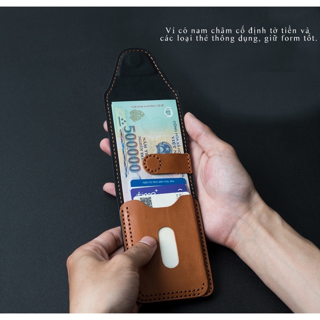 Ví Nam Mini Kiểu Đứng Da Bò 4K Đựng Tiền Và Đựng Thẻ Tiện Lợi 4K0232