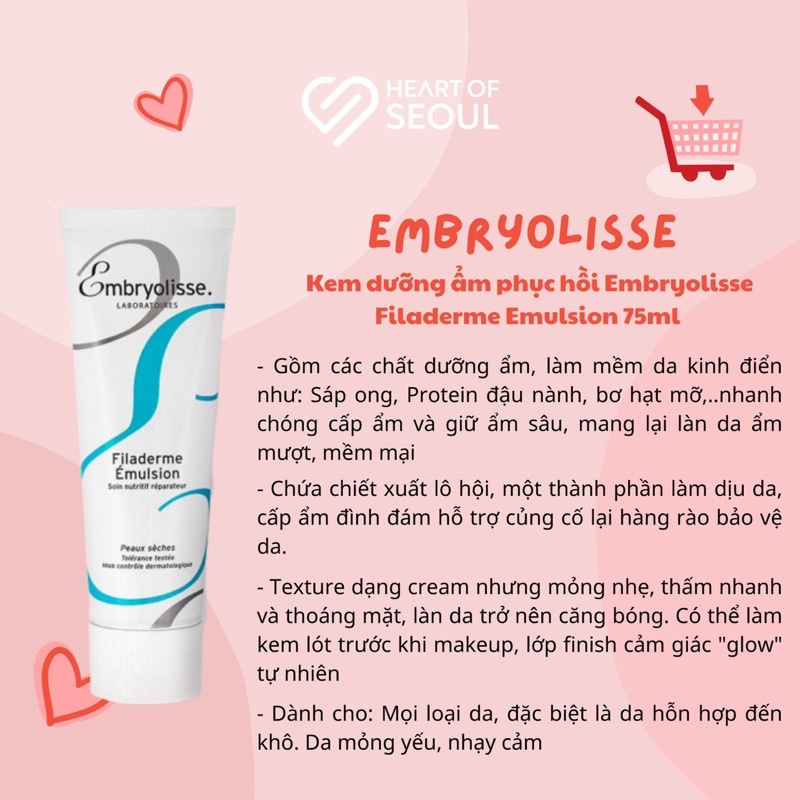 Kem dưỡng ẩm Embryolisse Filaderme Emulsion 75ml (Bill Hàn)