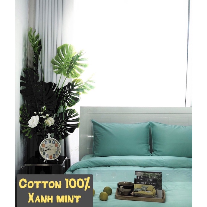 Vải cotton satin Hàn Quốc màu trơn may ga gối hoặc phối