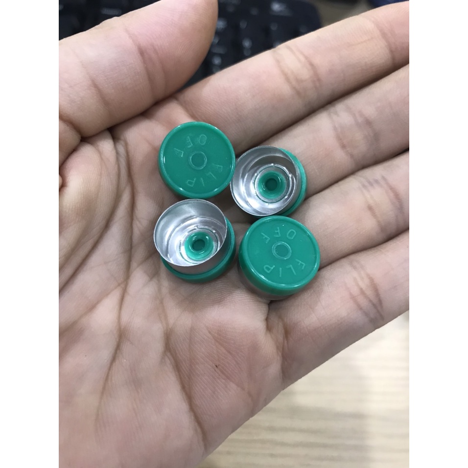 100 nút cao su, nắp nhôm đậy lọ vacxin, thuốc tiêm 2cc,3cc, nắp nhôm đóng nắp chai dịch tiêm vacxin 13mm