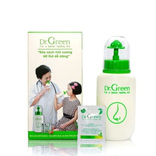 Bình rửa mũi 240ml Dr.Green và Hộp muối biển rửa mũi