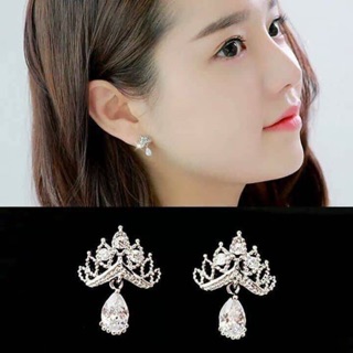 Bông tai bạc ta hình vương miện