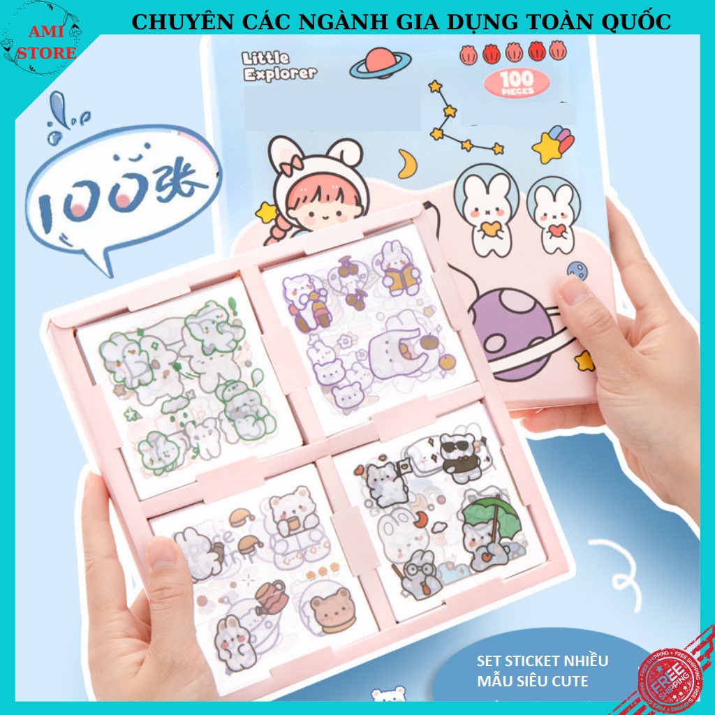 Bộ Sticket dán sổ sách/ notebook / decor bình nước siêu cute nhiều mẫu giá rẻ