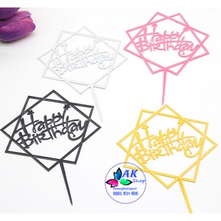 Thẻ cắm mica happy birthday vuông
