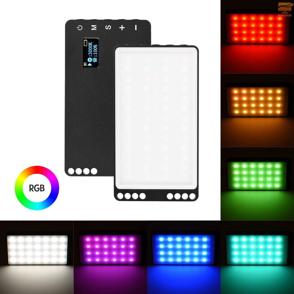 Lapt Colorful RGB LED Video Light Compact Photography Light Bi-color Temperature 3000K-6500K Dimmable Brightness 0%-100% CRI＞85 with Multiple Special Lighting Effects for Party Live Stream Selfie Portrait Studio Photography Video Shooting