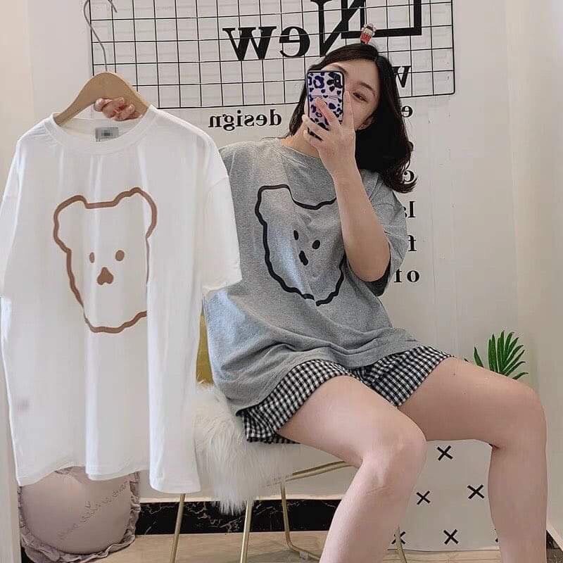 [S027] Bộ cotton đùi kẻ gấu, Bộ quần đùi kèm áo phông gấu siêu đẹp | BigBuy360 - bigbuy360.vn