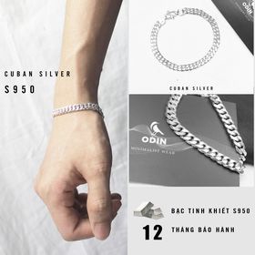 Lắc tay Bạc S950 ODIN Classic Cuban Silver - Size 6mm - Bảo hành 12 tháng (TẶNG KÈM NƯỚC RỬA BẠC)