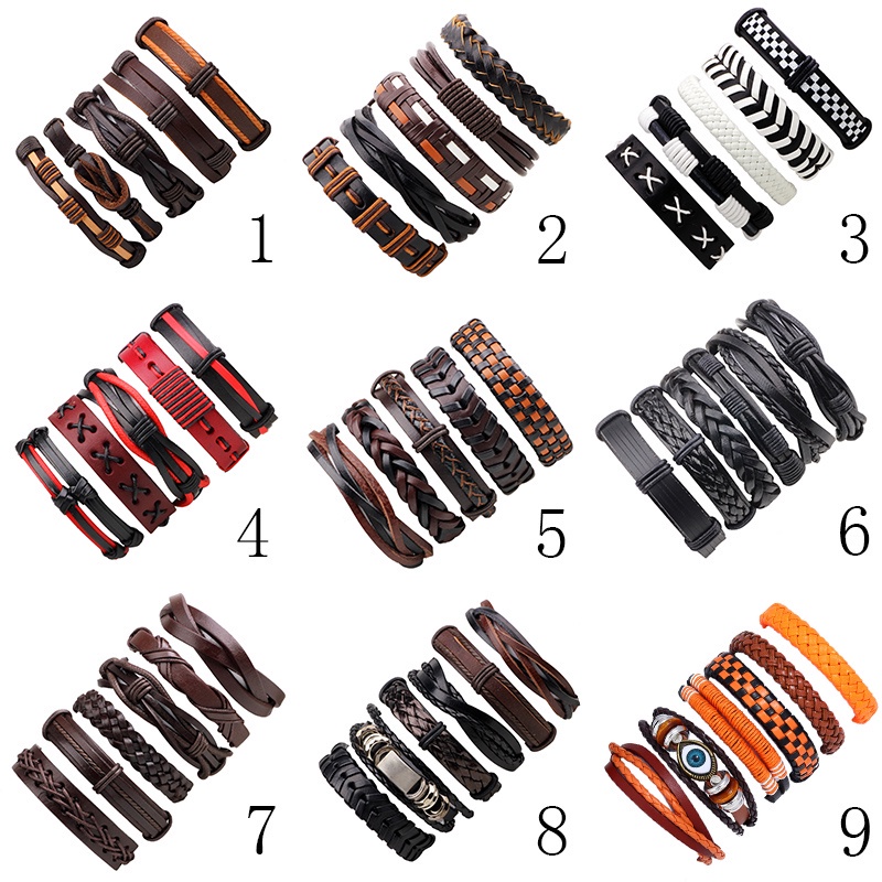 Set 5 vòng đeo tay da RINHOO FRIENDSHIP thời trang cá tính cho nữ