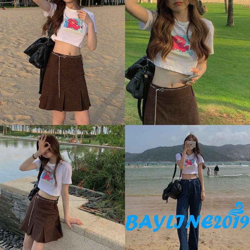 Áo Thun Croptop Tay Ngắn Cổ Tròn In Hình Gấu Hoạt Hình Thời Trang Mùa Hè Cho Nữ | BigBuy360 - bigbuy360.vn