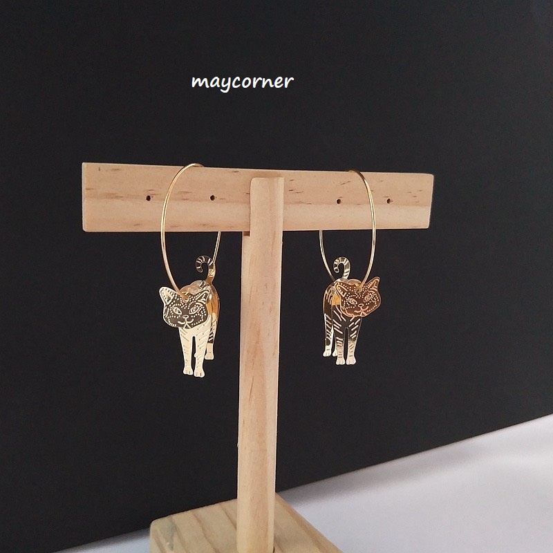 khuyên tai tròn cao cấp mạ 925 bản meo meo lạ mắt 56