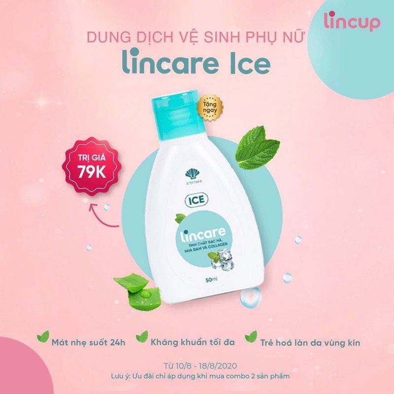 [ MUA 3 TẶNG 1] Dung dịch vệ sinh và vệ sinh cốc LINCARE Hoa hồng [ Mẫu và date mới]