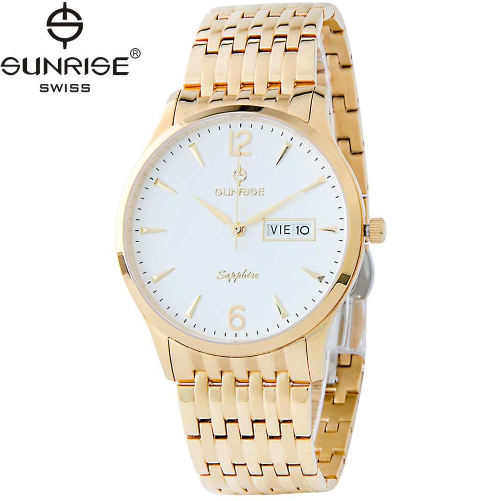 Đồng hồ nam dây kim loại mặt kính sapphire chống xước Sunrise DM778MK