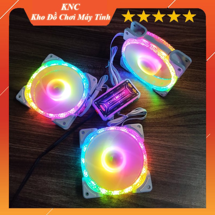 Quạt tản nhiệt máy tính, Fan Led trắng, Fan case Diamond U1 White Led RGB Dual Ring đồng bộ màu với bộ Hub Quạt Coolmoon