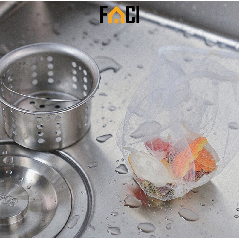 Túi lưới lọc rác 100 cái lọc cặn bồn rửa nhà bếp nhà tắm co giãn tránh tắc nghẽn nước thải tự phân hủy an toàn