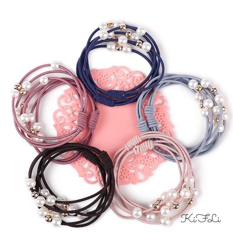 Dây buộc tóc co giãn đính ngọc trai giả xinh xắn