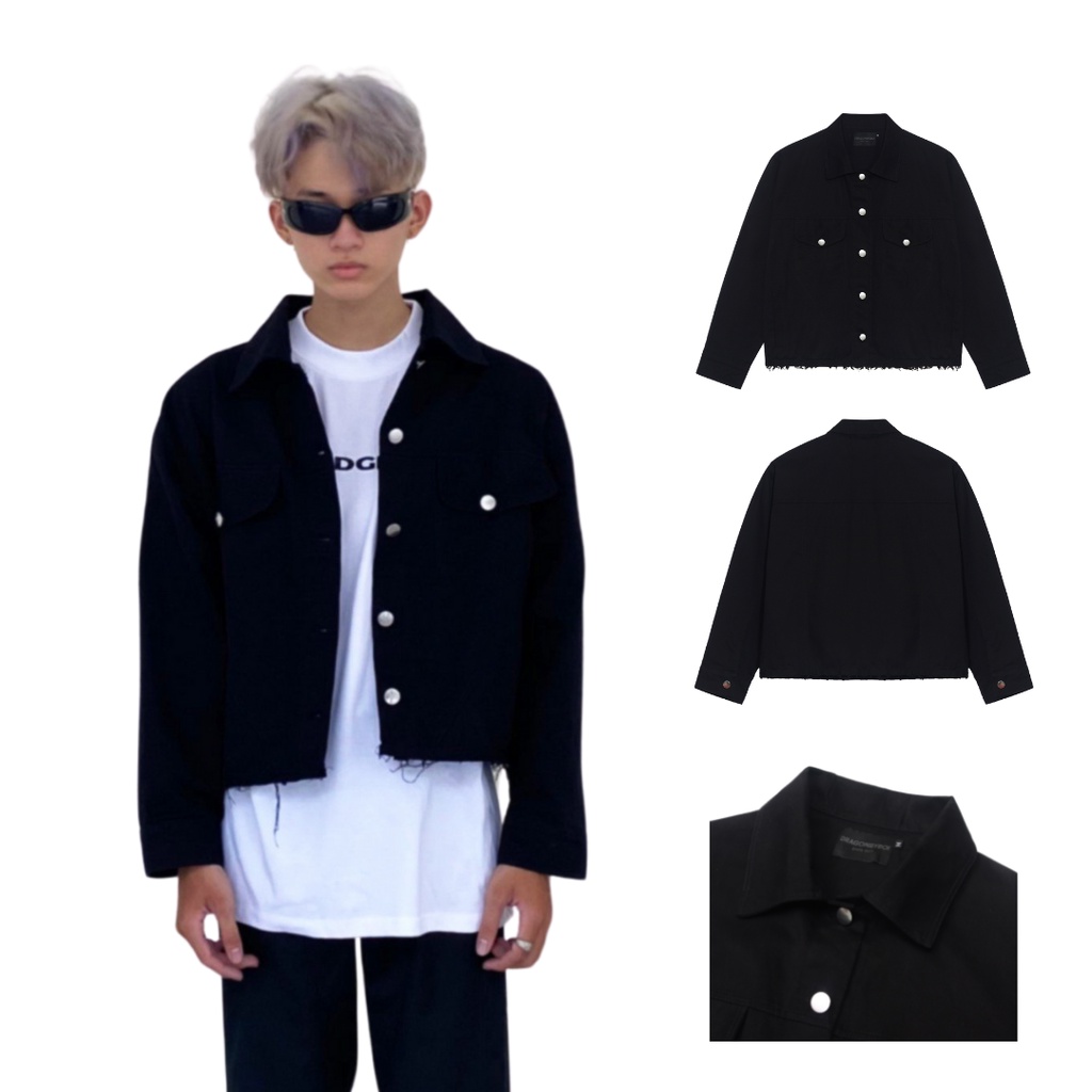 ÁO KHOÁC KAKI - JACKET CROPTOP BASIC DRAGONBYBOI ĐEN