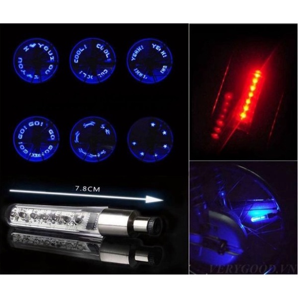Đèn van xe đạp DX19 gắn van xe 7 bóng led có chữ