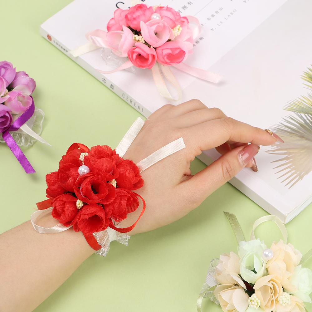 KUNHEV Vòng Hoa Mẫu Đơn Đeo Cổ Tay Cho Cô Dâu Trong Tiệc Cưới Hoa Hồng Giả Trang Trí