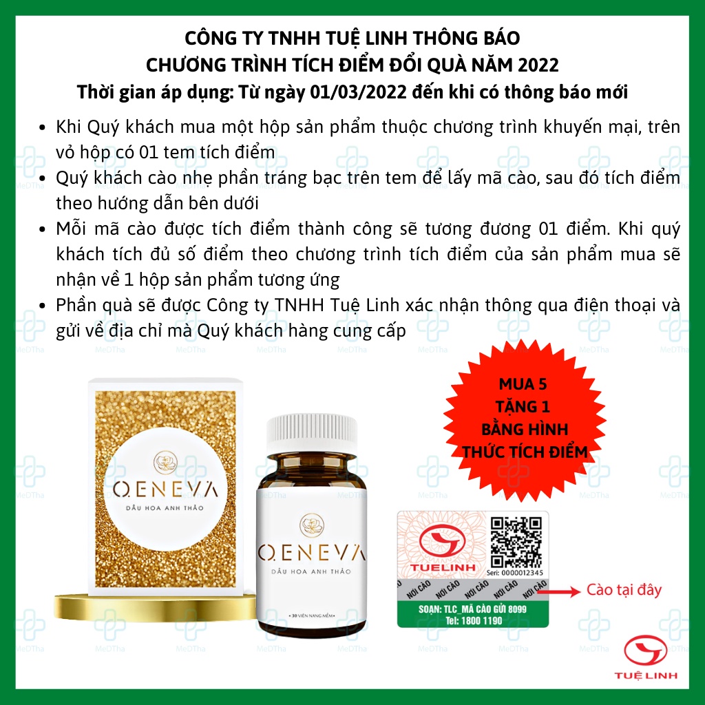 Dầu Hoa Anh Thảo OENEVA - Tuệ Linh (Lọ 30 viên nang) [Chính Hãng]