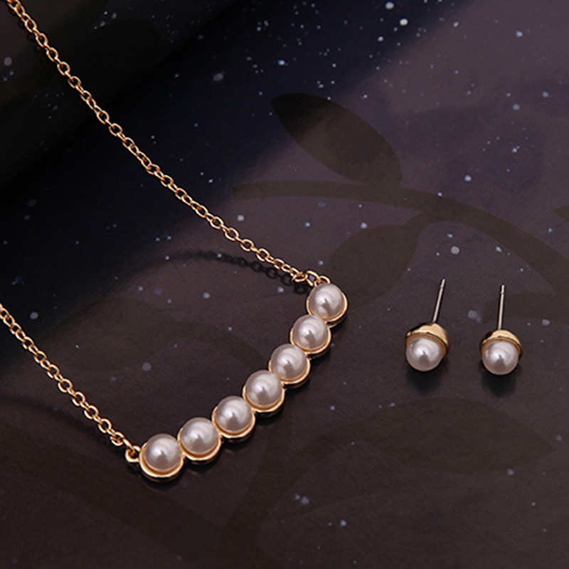 Bộ Trang Sức Đính Ngọc Trai Nhân Tạo Thời Trang Dành Cho Nữ