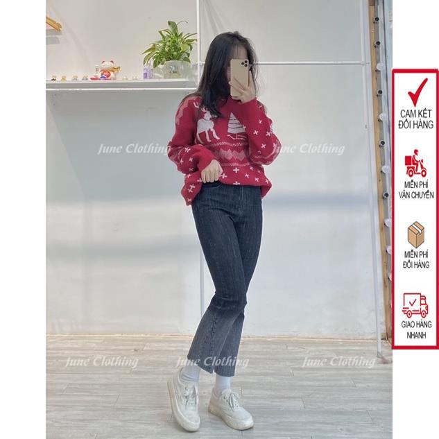 Áo len nữ hot trend Noel J689 hoạ tiết cây thông tuần lộc cực xinh