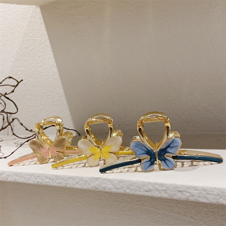 Kẹp Tóc Kim Loại Tráng Men Nhiều Màu Hình Bướm Phong Cách Hàn Quốc Dành Cho Bé Gái