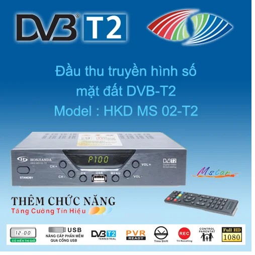 [FREESHIP 70K] Đầu thu kỹ thuật số DVB T2 Honjianda MS01 MS02 tặng an ten 113 và 15m cáp