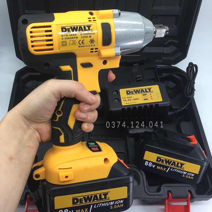 [FREESHIP] Máy Siết Bulong và Bắt Vít DEWALT 88V 2 pin Lõi Đồng (KÈM 5 ĐẦU KHẨU) - máy khoan pin dewalt