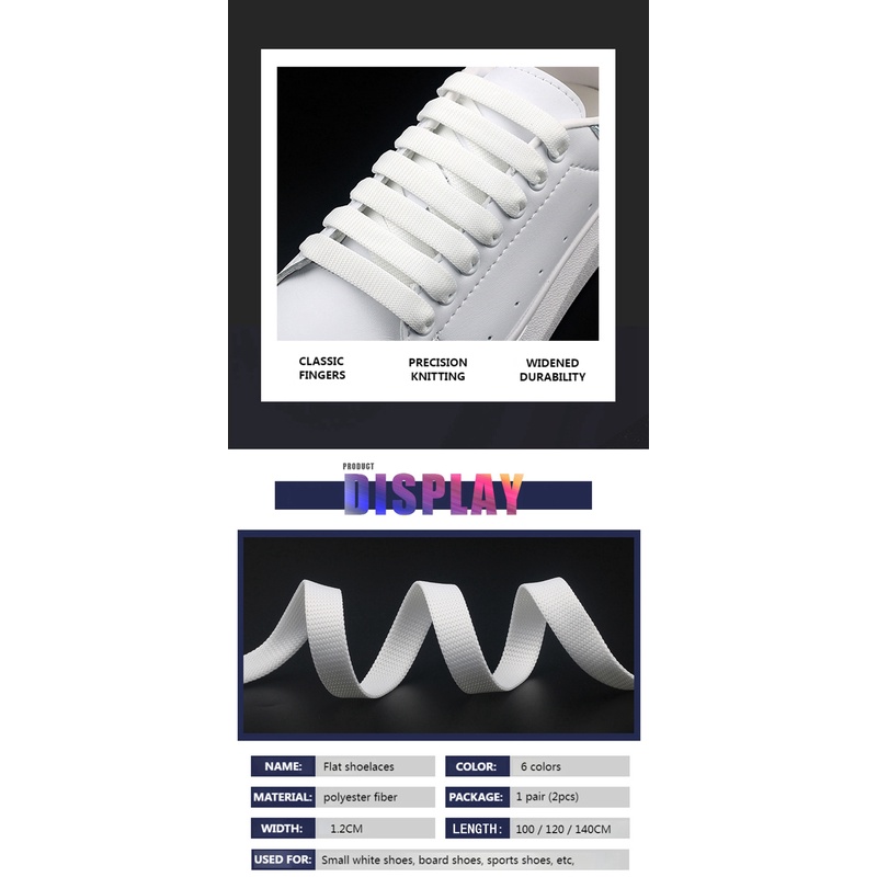 Dây Giày Màu Sắc Cầu Vồng Kiểu Cổ Điển 100/120/140 6 Màu Lựa Chọn