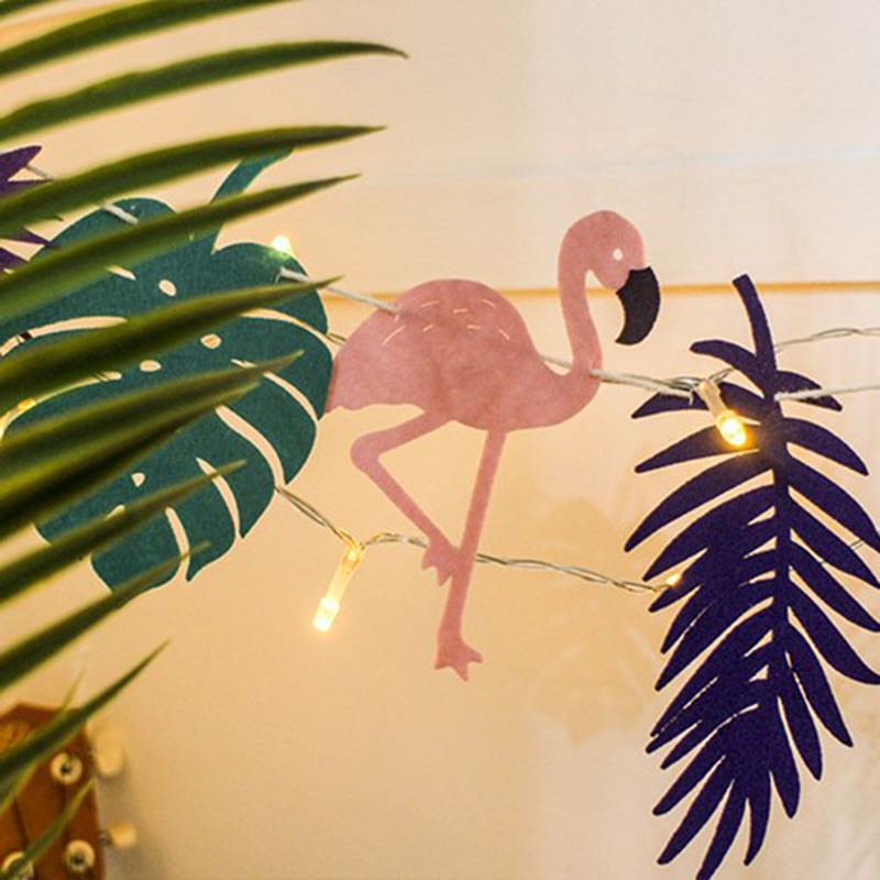 Dây gắn tường trang trí hình chim hồng hạc &amp; lá cây phong cách Hawaii