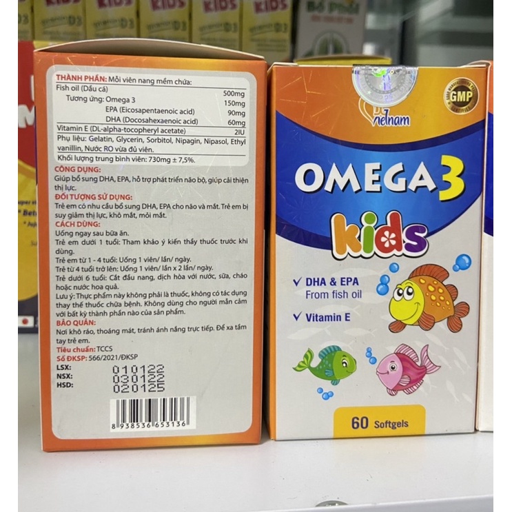 Omega3 kid - giúp bé bổ mắt,phát triển trí não hộp 60 viên