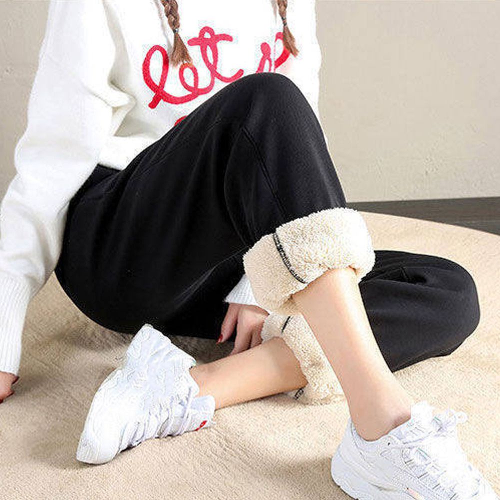 Bebetterm 1Pc Fashion Warm Casual Pant Thick Trousers Stretchy Lamb Wool Fleece Lined Warm Casual Pants