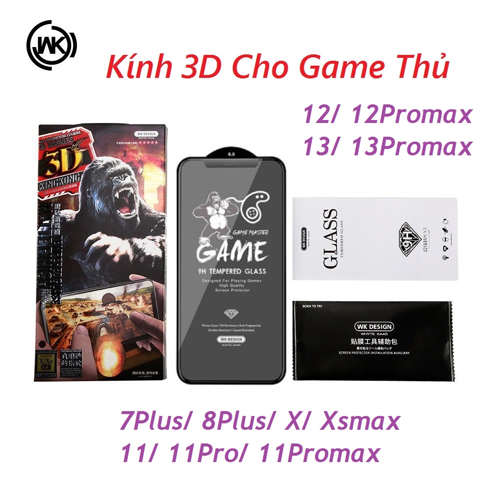 Kính Cường Lực Chống Vân Tay 3D KINGKONG Cho Game Thủ - Chính hãng WK fullbox