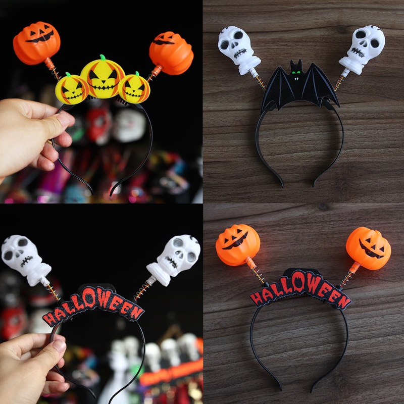 Băng đô cài tóc hình đầu lâu / bí ngô có đèn phát sáng cho lễ hội halloween