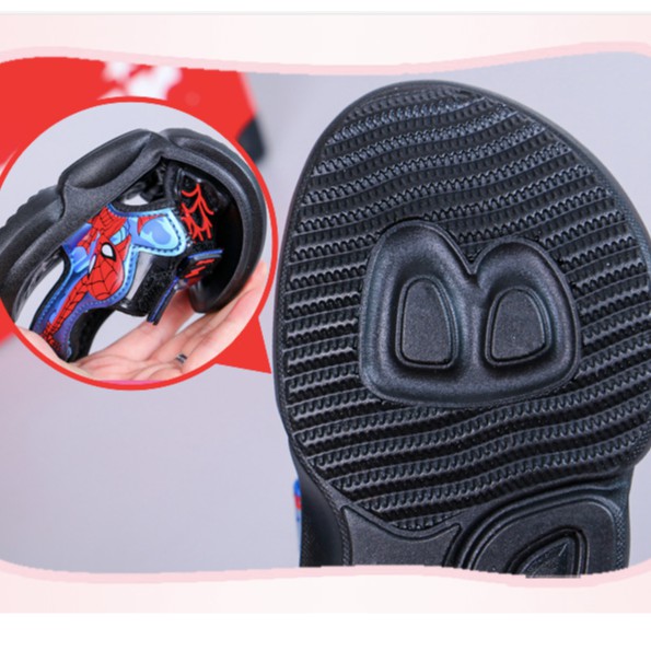 Giày sandal siêu nhân nhện bé trai quai ngang ánh xanh từ 3-12 tuổi