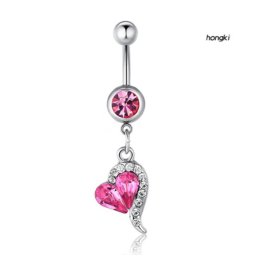 (Hàng Mới Về) Khuyên Rốn Hình Trái Tim Đính Đá Lấp Lánh