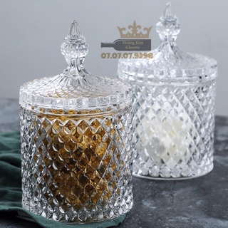 Thố thuỷ tinh đựng nến/ thố kim cương/ thố mứt thuỷ tinh