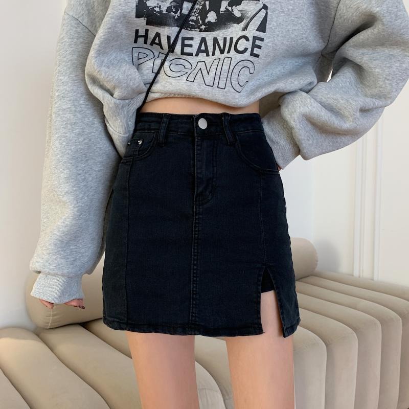 Chân Váy Jeans Lưng Cao Thời Trang Hàn Quốc