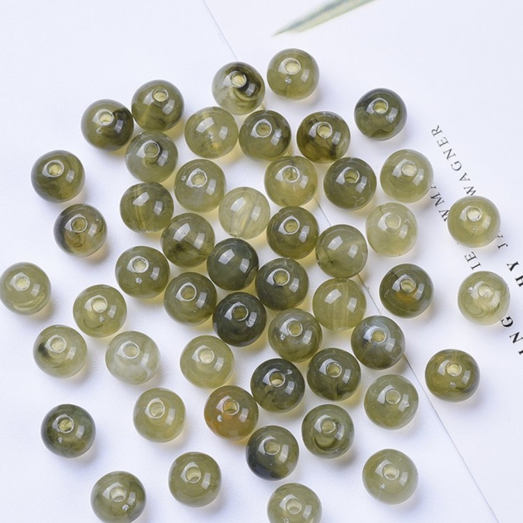 Bộ 50 hạt nhựa tròn 8mm tự làm trang sức