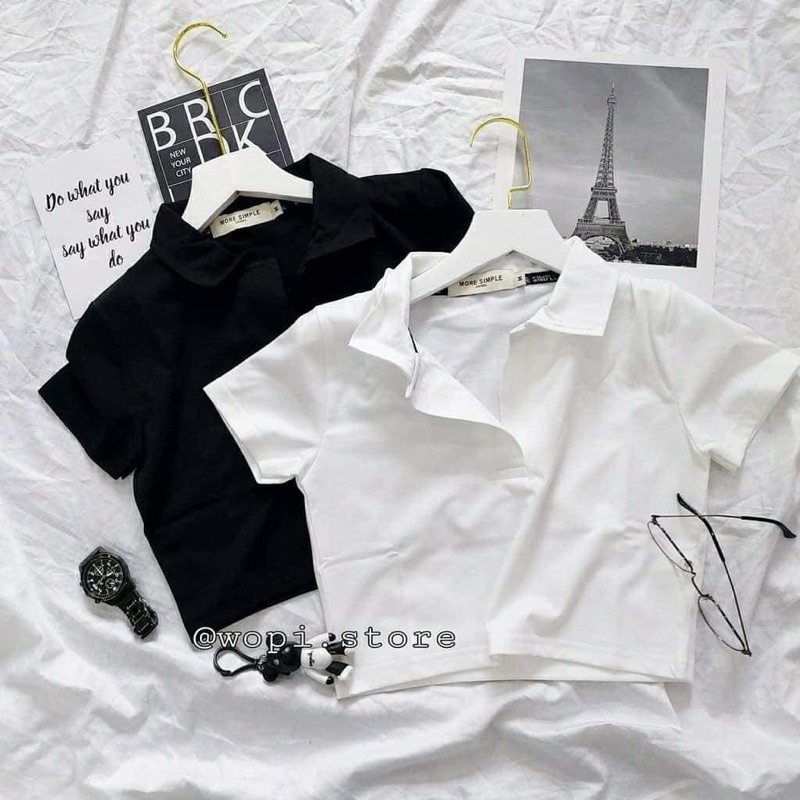 Áo crotop cổ bẻ chất cotton co giãn 4 chiều siêu xinh | BigBuy360 - bigbuy360.vn