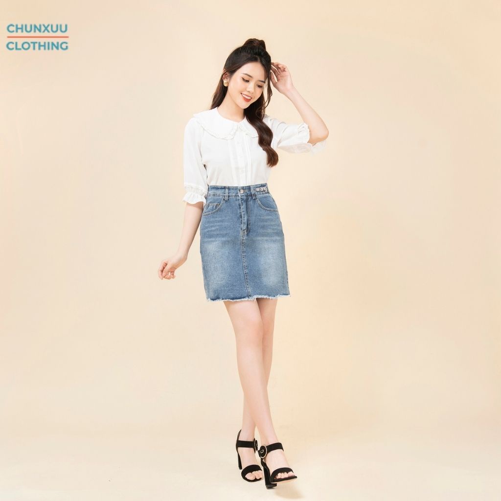 Áo sơ mi nữ trắng cổ bèo thiết kế Chunxuu phong cách nhẹ nhàng tiểu thư - XU10