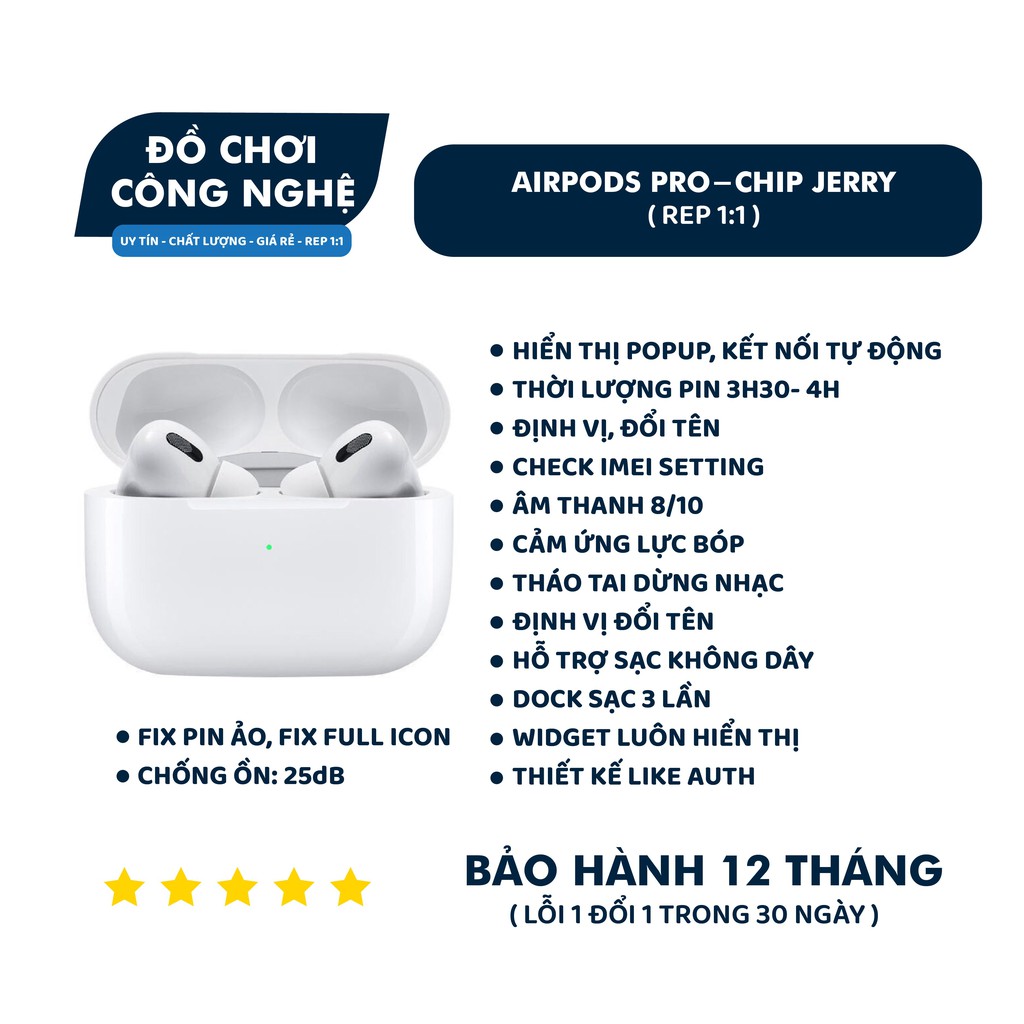 Tai nghe airpod pro bản cao cấp pin5h đổi tên định vị xuyên âm chống ồn,tích hợp sạc không dây bảo hành 12 tháng