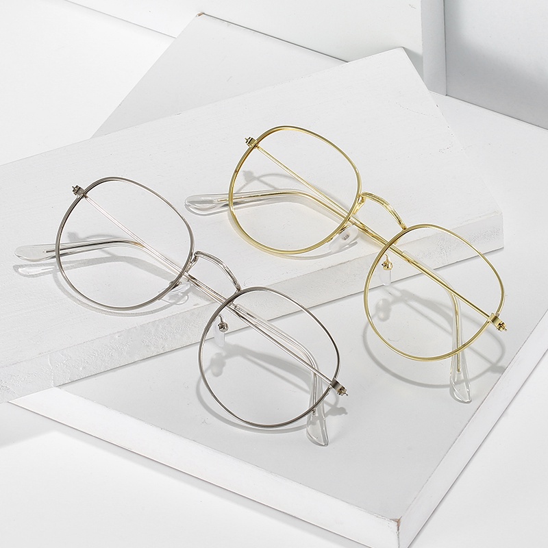Mắt Kính Gọng Kim Loại Tròn Chống Tia Bức Xạ Tiện Dụng Cho Nữ