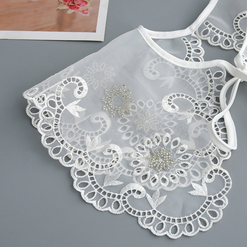 Khăn Choàng Cổ Mỏng Nhẹ Thêu Họa Tiết Hoa Đính Hạt Cườm Có Thể Tháo Rời Đa Năng Thời Trang Cho Nữ