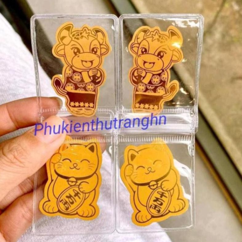 Mèo thần tài Trâu vàng Tân Sửu vàng 24k rước lộc vào nhà - đêm lại may mắn tài lộc+ốp samsung